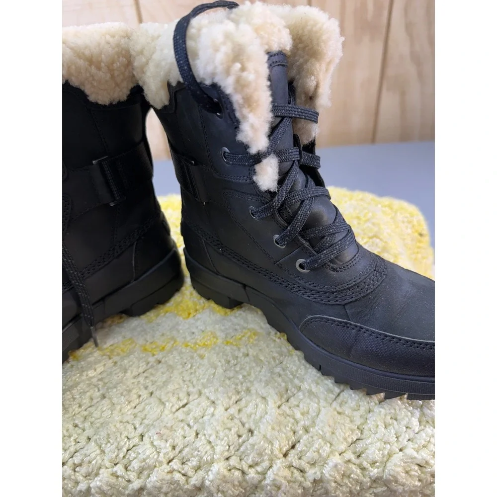 Sorel Lennox Moto Black Leather Shearling Waterproof Winter Boots NL4471-010‎ 6